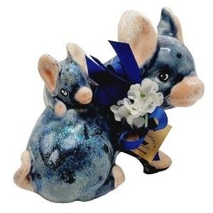 VTG NS Collectibles Chattanooga Porcelain Pig W/piglet Glazed Glitter Figurine
